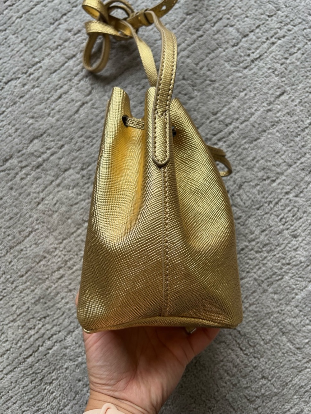 J. Crew Gold Drawstring Bucket Bag with Tassels - Picture 4 of 11